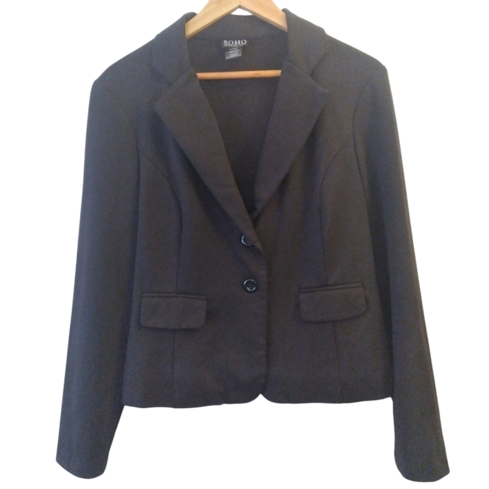 CLEARANCE Soho  Classic Black Stretchy 2 button Blazer / Jacket - Picture 3 of 6